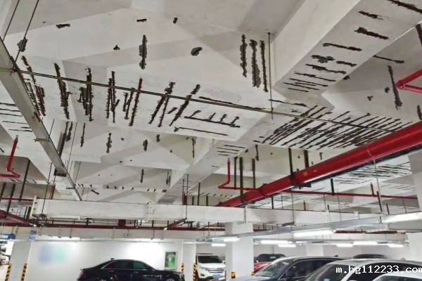 滨江沿江景观停车场梁柱钢筋存安全隐患，管理方拟出维修计划